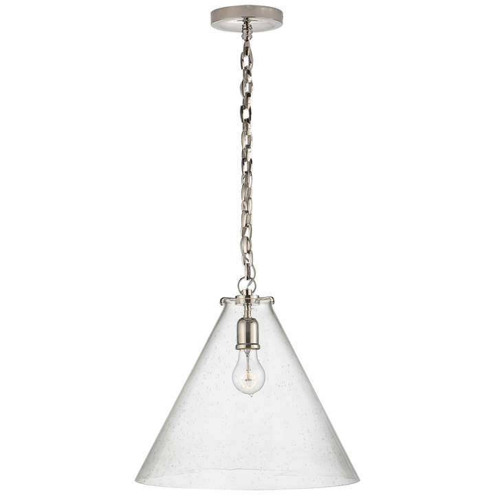 Kylie Conical Pendant-Visual Comfort-VISUAL-TOB 5226PN/G6-SG-PendantsPolished Nickel-Seeded Glass-8-France and Son