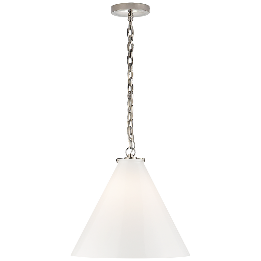 Kylie Conical Pendant-Visual Comfort-VISUAL-TOB 5226PN/G6-WG-PendantsPolished Nickel-White Glass-9-France and Son