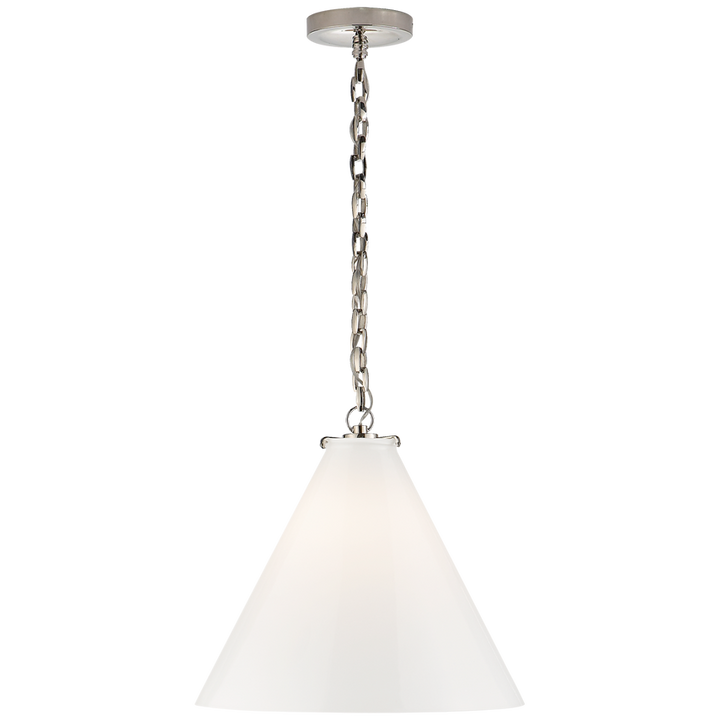 Kylie Conical Pendant-Visual Comfort-VISUAL-TOB 5226PN/G6-WG-PendantsPolished Nickel-White Glass-9-France and Son