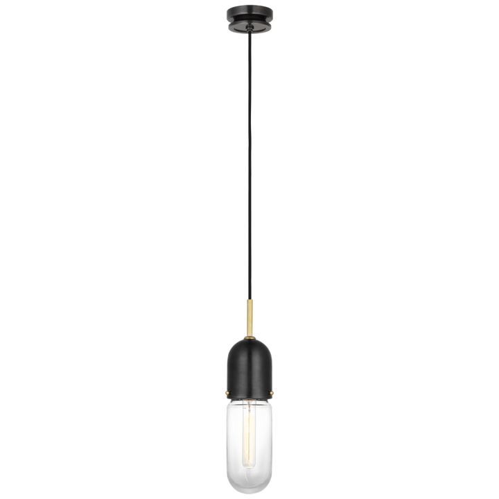 Junio Single Light Pendant-Visual Comfort-VISUAL-TOB 5645BZ/HAB-CG-1-PendantsBronze and Brass-Clear Glass-1-France and Son