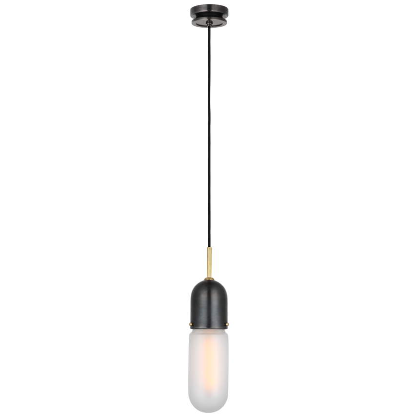 Junio Single Light Pendant-Visual Comfort-VISUAL-TOB 5645BZ/HAB-FG-1-PendantsBronze and Brass-Frosted Glass-2-France and Son