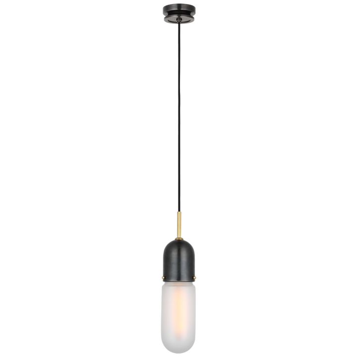 Junio Single Light Pendant-Visual Comfort-VISUAL-TOB 5645BZ/HAB-FG-1-PendantsBronze and Brass-Frosted Glass-2-France and Son