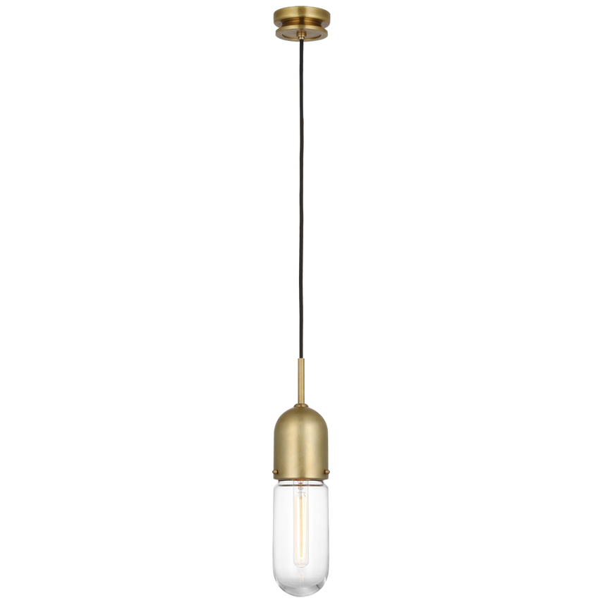 Junio Single Light Pendant-Visual Comfort-VISUAL-TOB 5645HAB-CG-1-PendantsHand-Rubbed Antique Brass-Clear Glass-3-France and Son