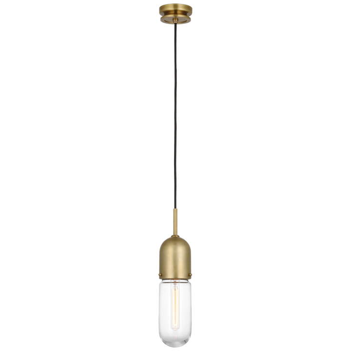 Junio Single Light Pendant-Visual Comfort-VISUAL-TOB 5645HAB-CG-1-PendantsHand-Rubbed Antique Brass-Clear Glass-3-France and Son