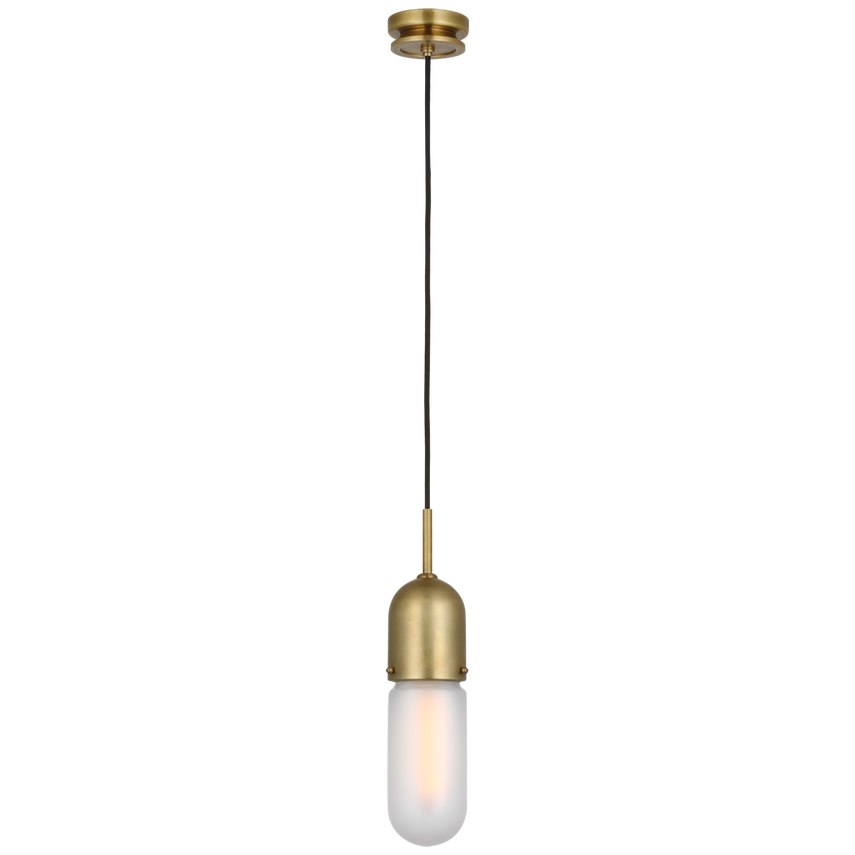 Junio Single Light Pendant-Visual Comfort-VISUAL-TOB 5645HAB-FG-1-PendantsHand-Rubbed Antique Brass-Frosted Glass-4-France and Son