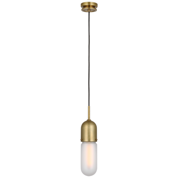 Junio Single Light Pendant-Visual Comfort-VISUAL-TOB 5645HAB-FG-1-PendantsHand-Rubbed Antique Brass-Frosted Glass-4-France and Son