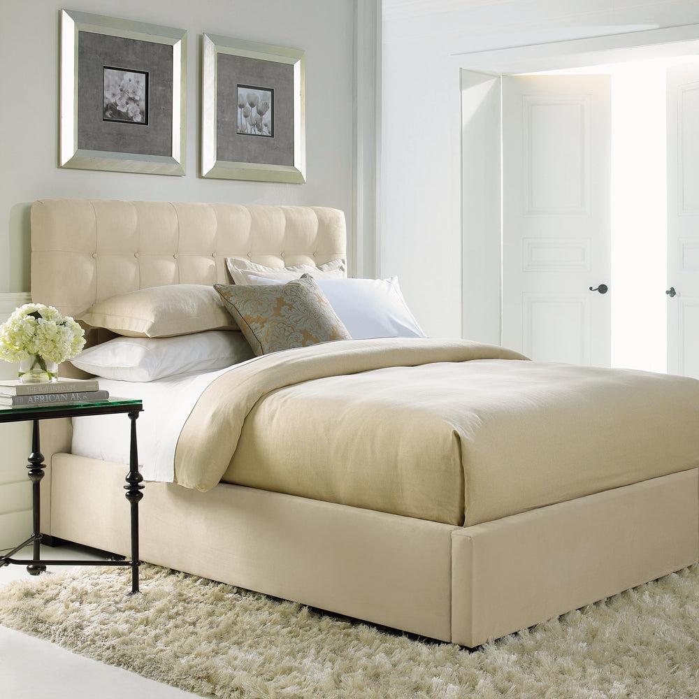 Avery Upholstered King Panel Bed in Cream