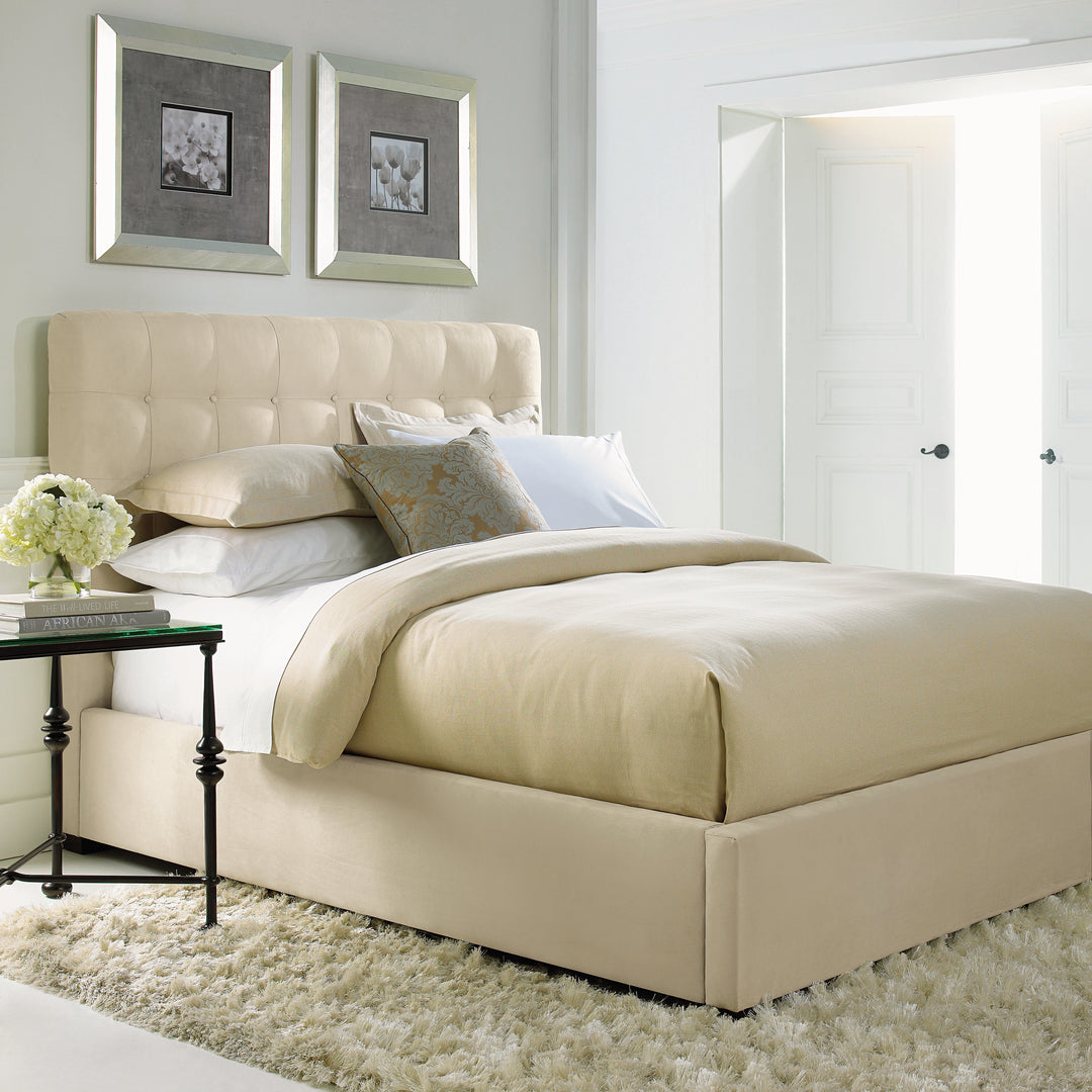 Avery Upholstered King Panel Bed in Cream