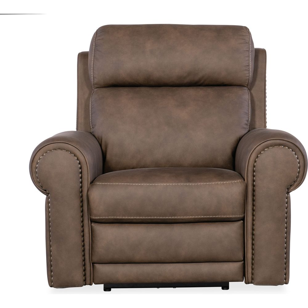Lounge Chairs: Recliners Duncan Power Recliner with Power Headrest & Lumbar - Dark Brown