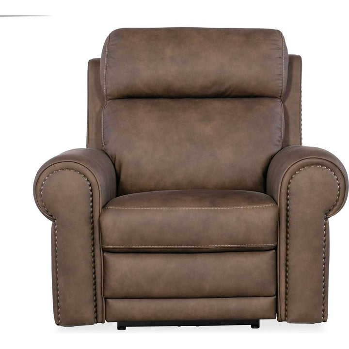 Lounge Chairs: Recliners Duncan Power Recliner with Power Headrest & Lumbar - Dark Brown