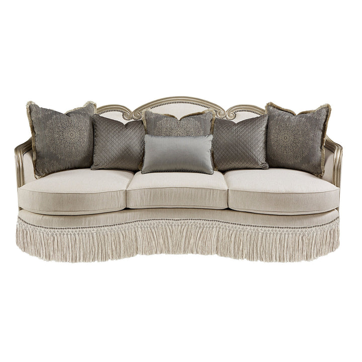 Giovanna Bezel Sofa - White, Silver