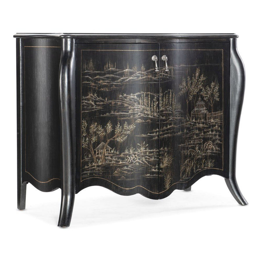 Alternate view of Charleston Two-Door Chest, featuring painted lacquer, wood, metal, and two hinged doors with metal pulls.