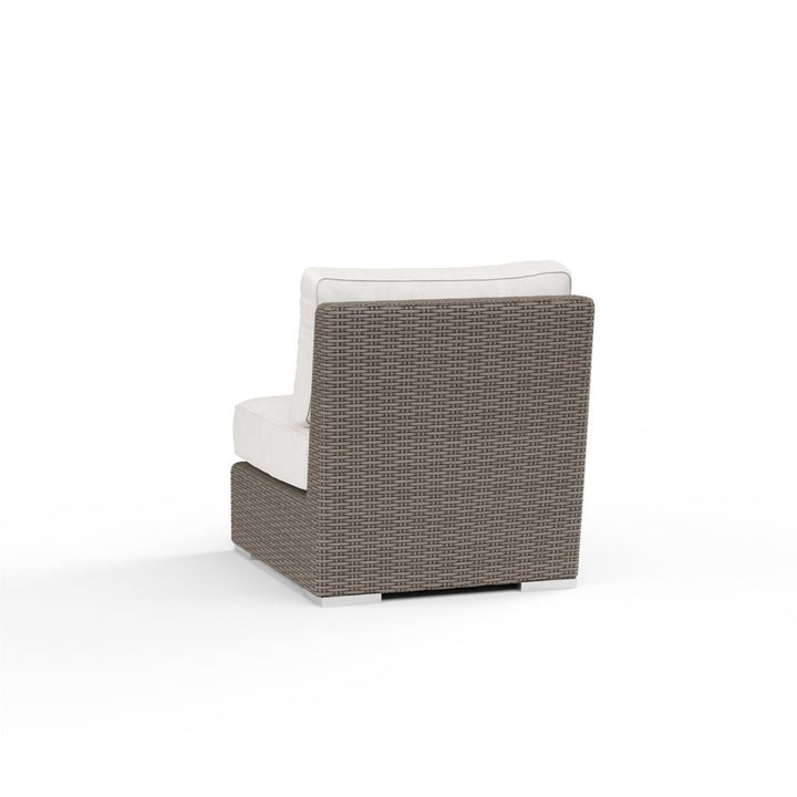 Outdoor Lounge Chairs Coronado Armless Club Chair in Canvas Flax w/ Self Welt