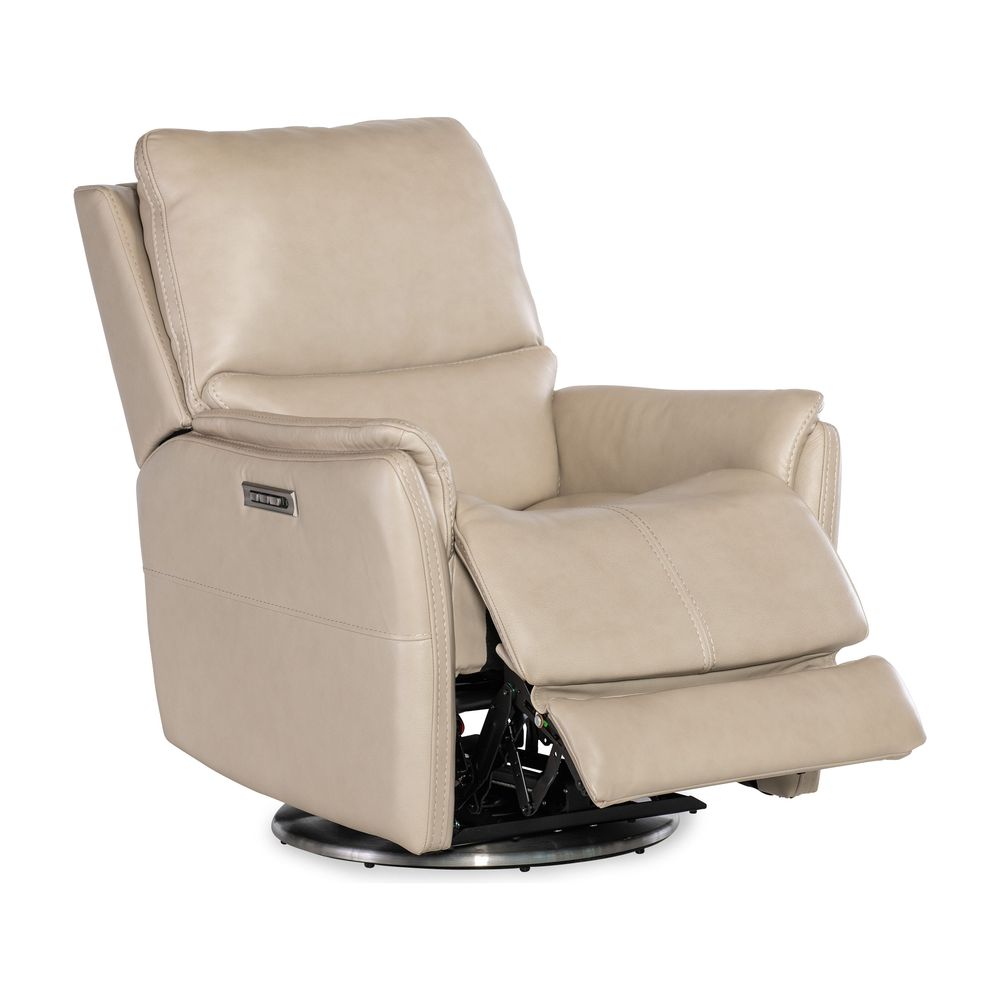 Lounge Chairs: Recliners Nocturne Zero Gravity Swivel with Power Headrest & Lumbar - Beige
