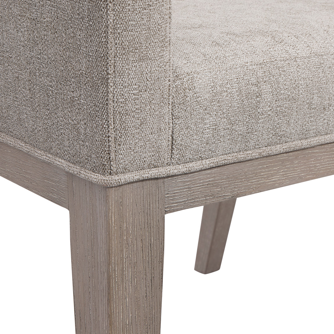 Linea Upholstered Arm Chair in Cerused Greige Finish