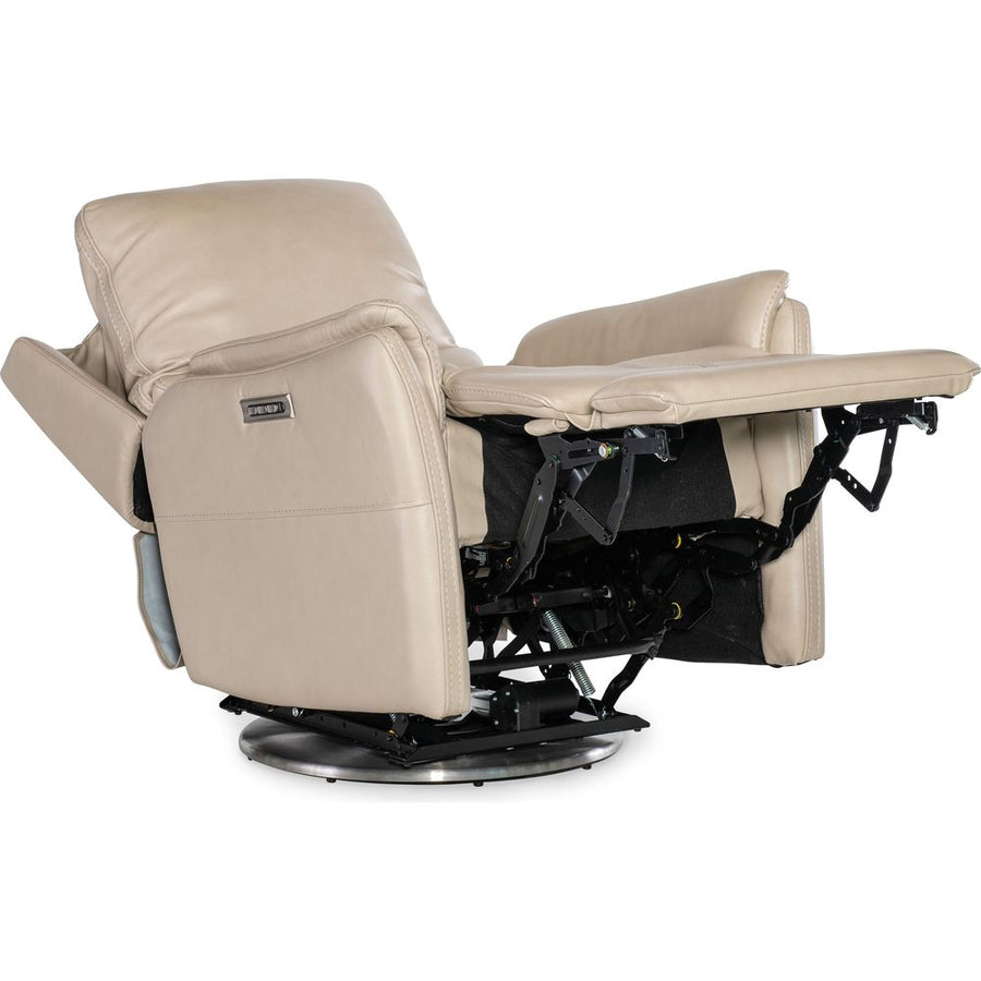 Lounge Chairs: Recliners Soiree Zero Gravity Swivel with Power Headrest & Lumbar - Beige
