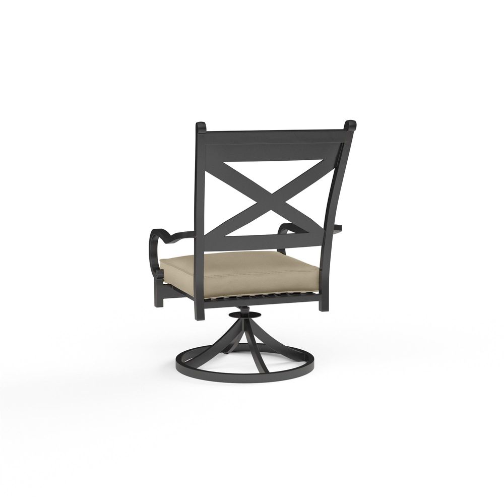 Outdoor Dining Chairs Monterey Swivel Dining Chair in Linen Stone w/ Selt Welt