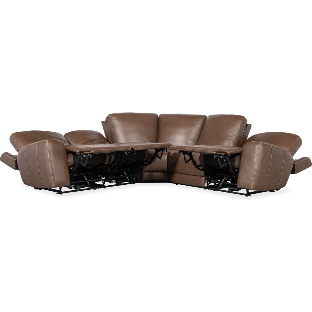 Sectionals: Recliners Torres 5 Piece Sectional with Power Recline & Power Headrest (Configuration 2) - Dark Brown