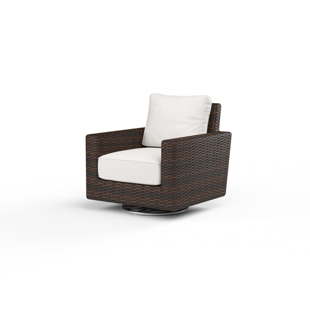 Outdoor Lounge Chairs Montecito Swivel Rocker Club Chair in Canvas Flax w/ Self Welt