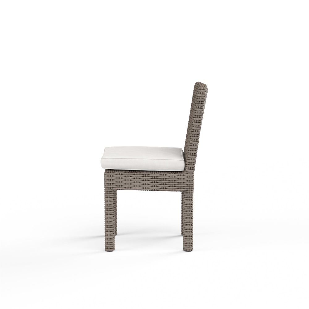 Outdoor Dining Chairs Coronado Armless Dining Chair in Canvas Flax w/ Self Welt