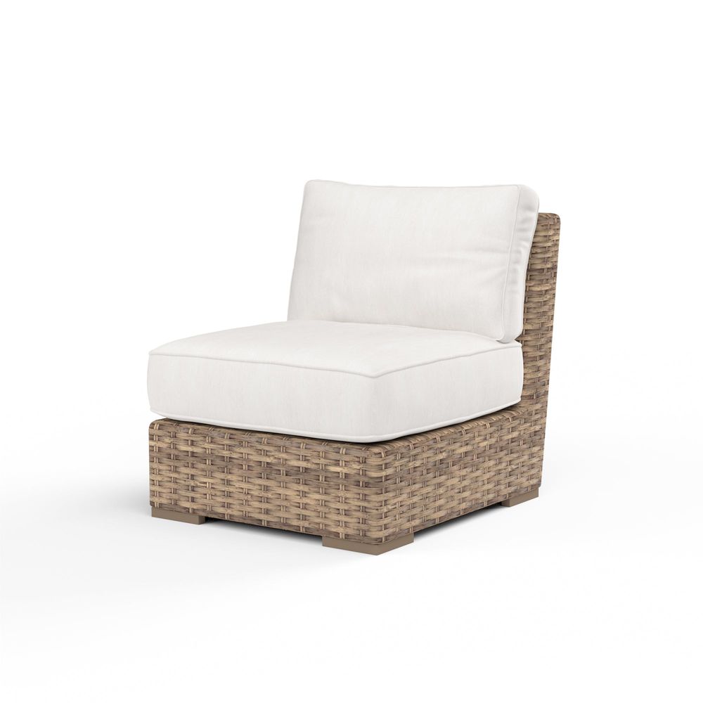 Outdoor Lounge Chairs Havana Armless Club in Canvas Flax w/ Self Welt