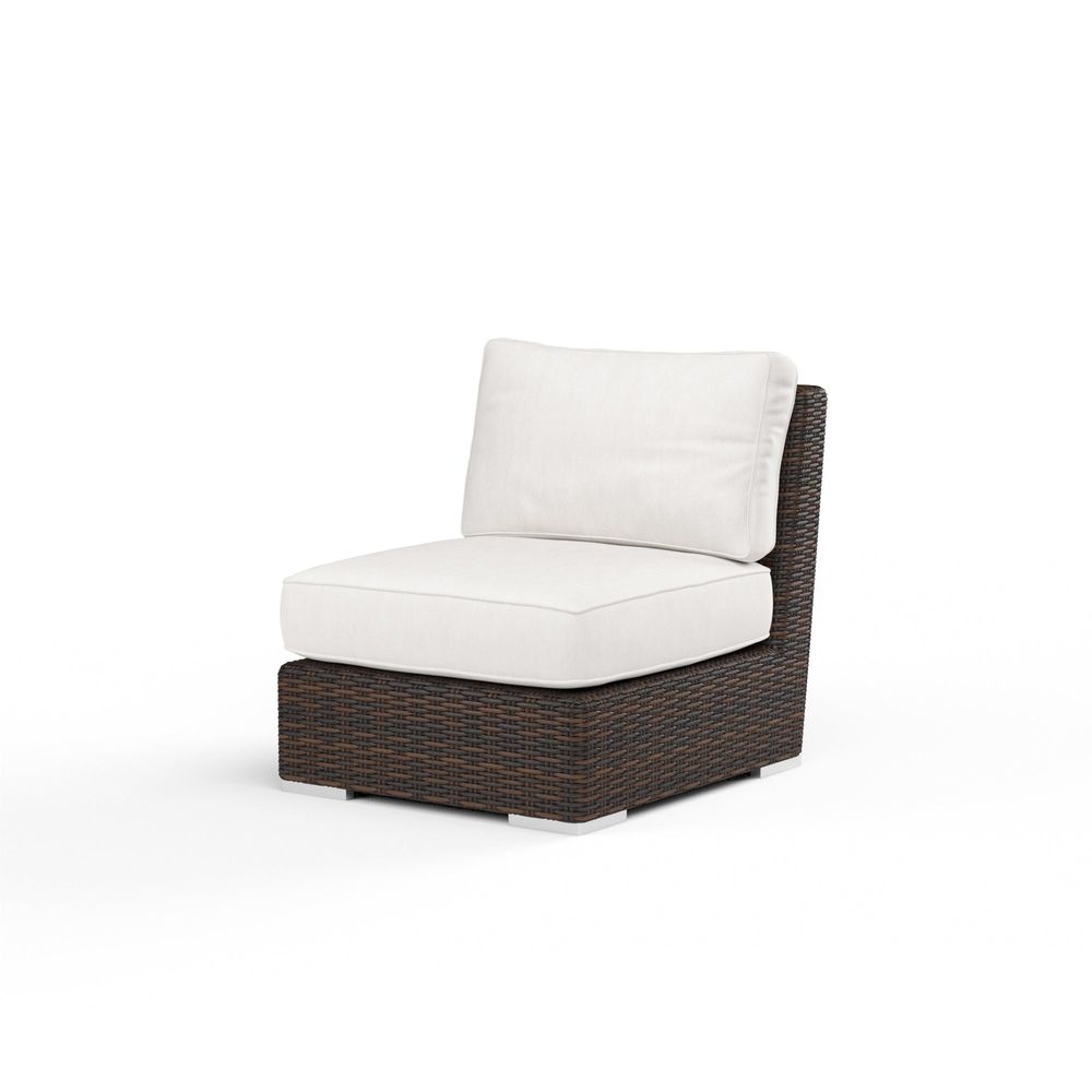 Outdoor Lounge Chairs Montecito Armless Club Chair in Canvas Flax w/ Self Welt