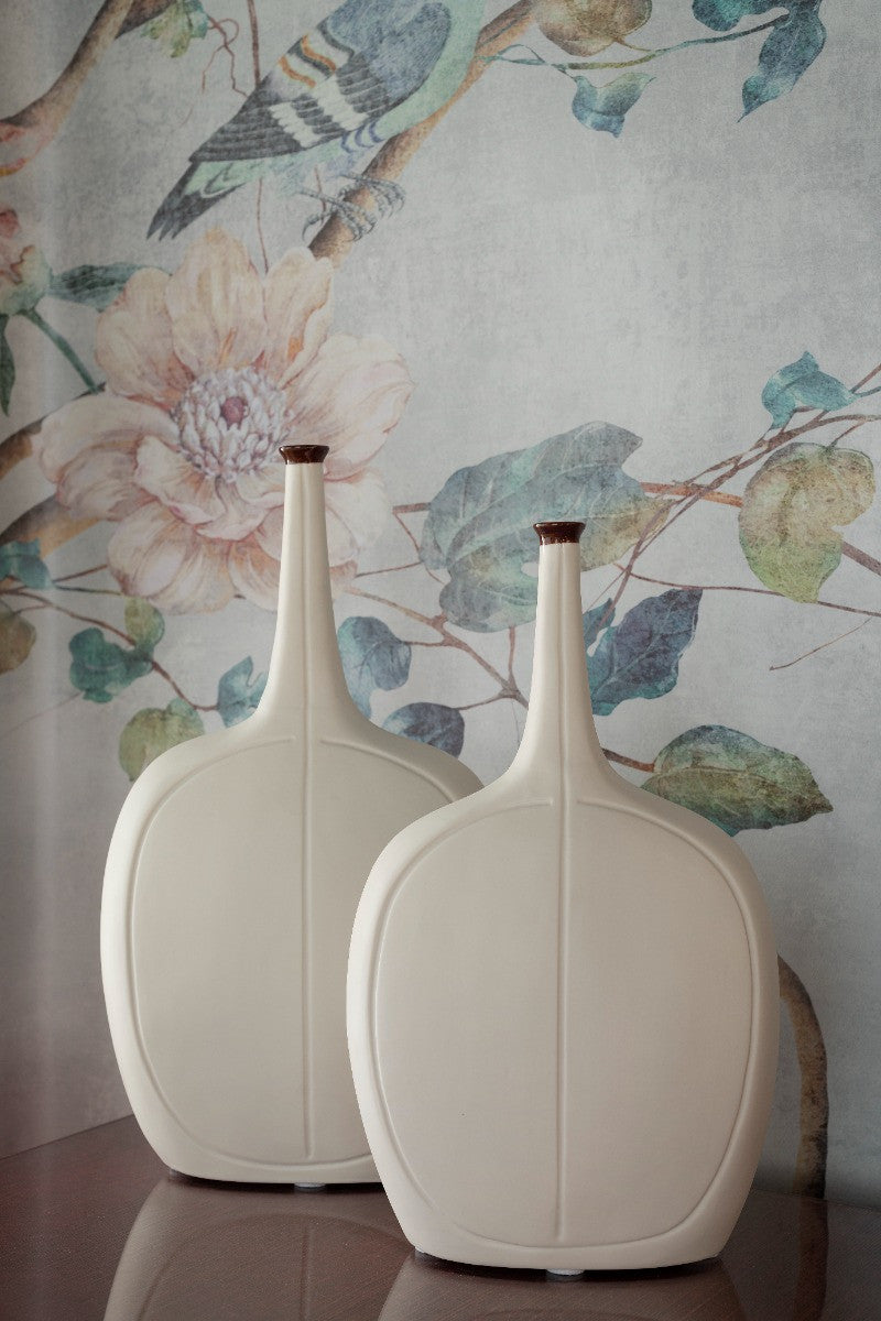 Vence Medium Vase, Blanc de Chine and Dark Amber