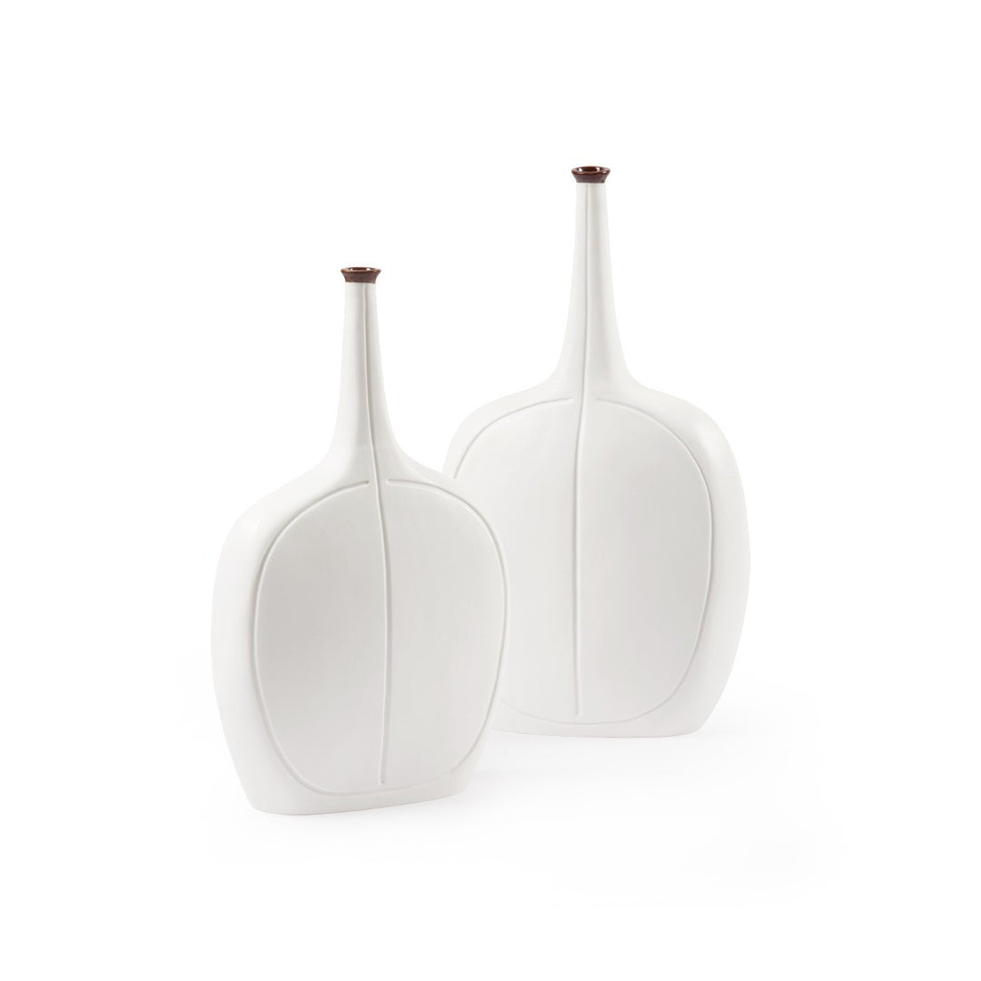 Vence Tall Vase, Blanc de Chine and Dark Amber