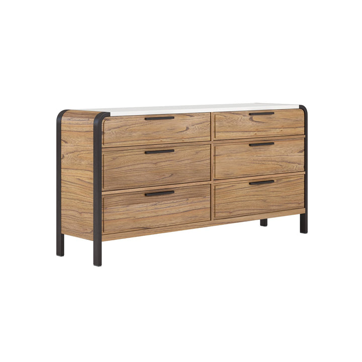 Portico Metal Leg Dresser - Brown, White