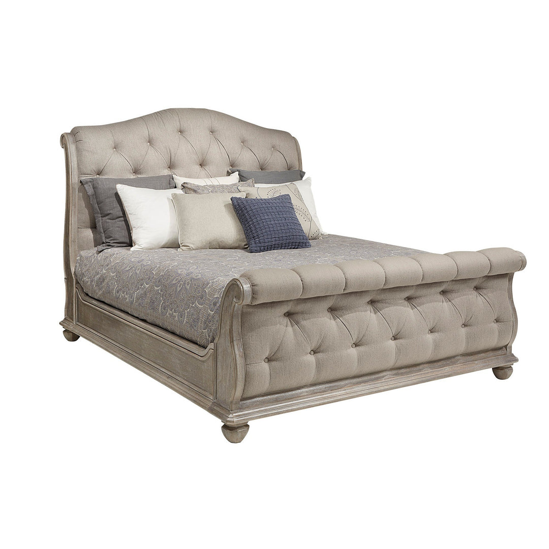 Summer Creek Shoals California King Upholstered Tufted Sleigh Bed - Grey