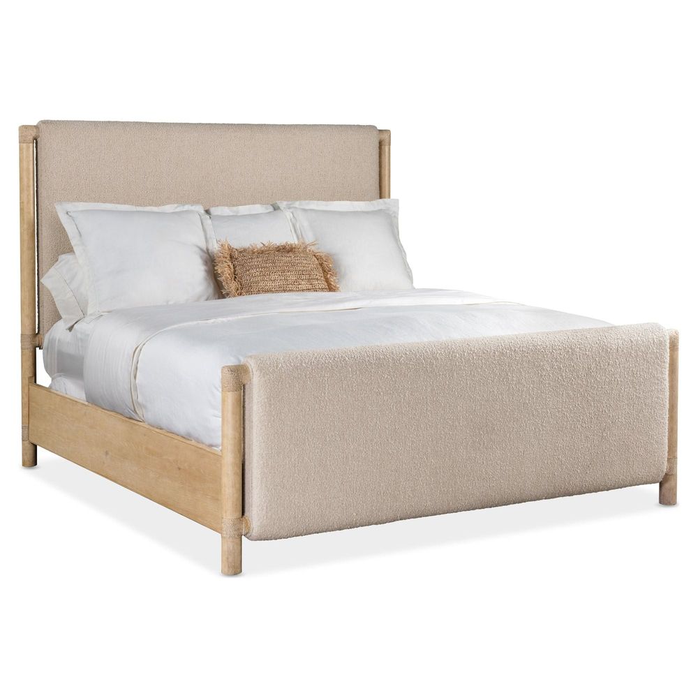 Beds Solace Queen Upholstered Panel Bed - Light Wood