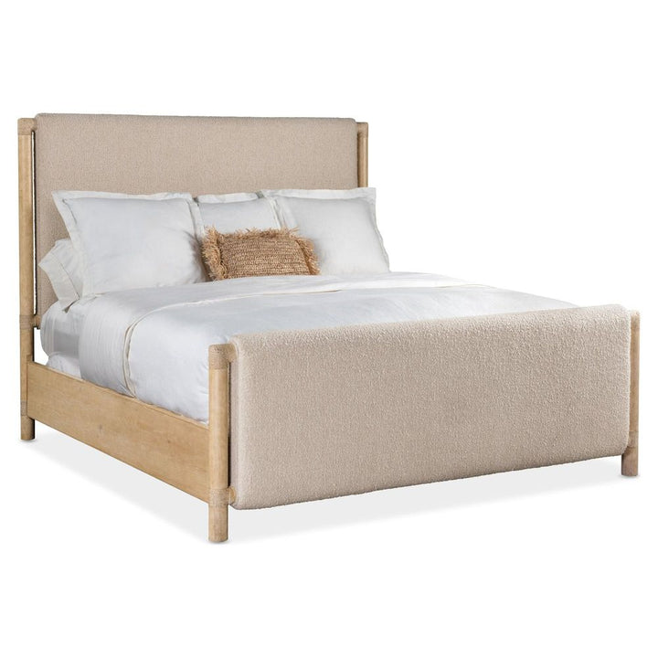 Beds Solace Queen Upholstered Panel Bed - Light Wood