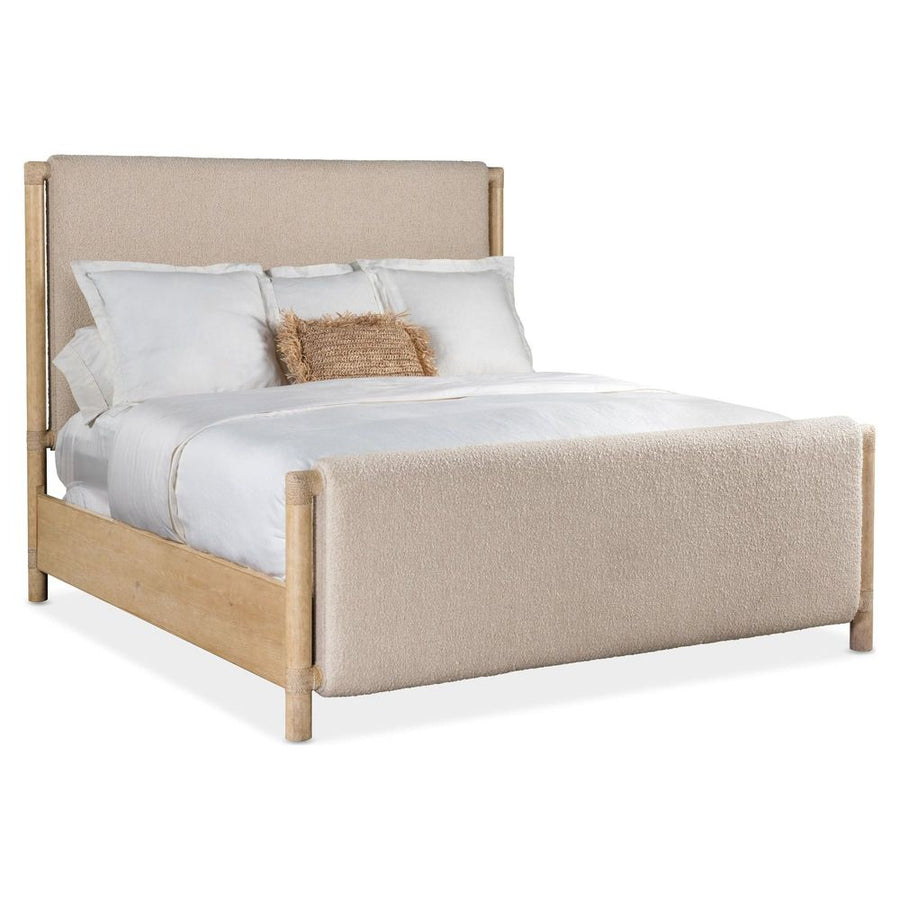 Beds Solace Queen Upholstered Panel Bed - Light Wood