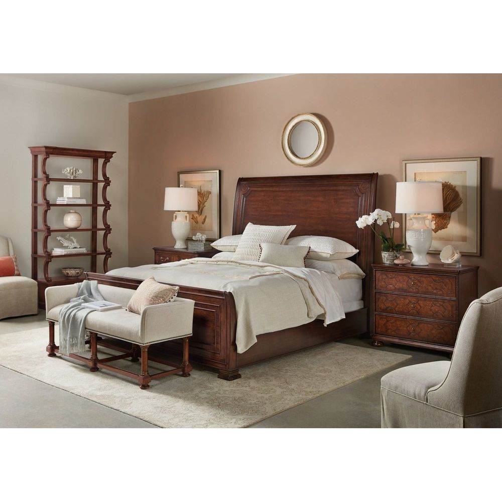 Beds Charleston Queen Sleigh Bed - Dark Wood