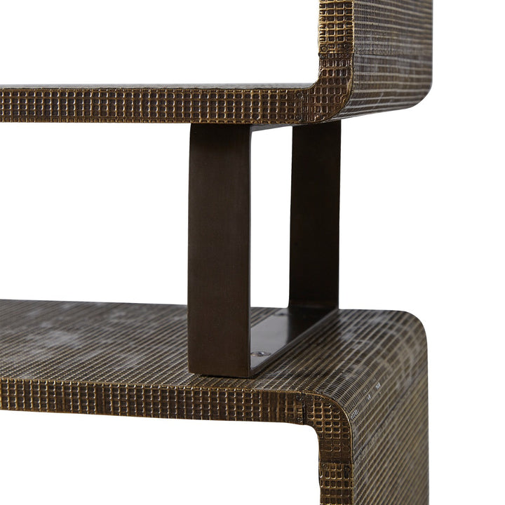 Verra Etagere, Antique Brass and Dark Bronze