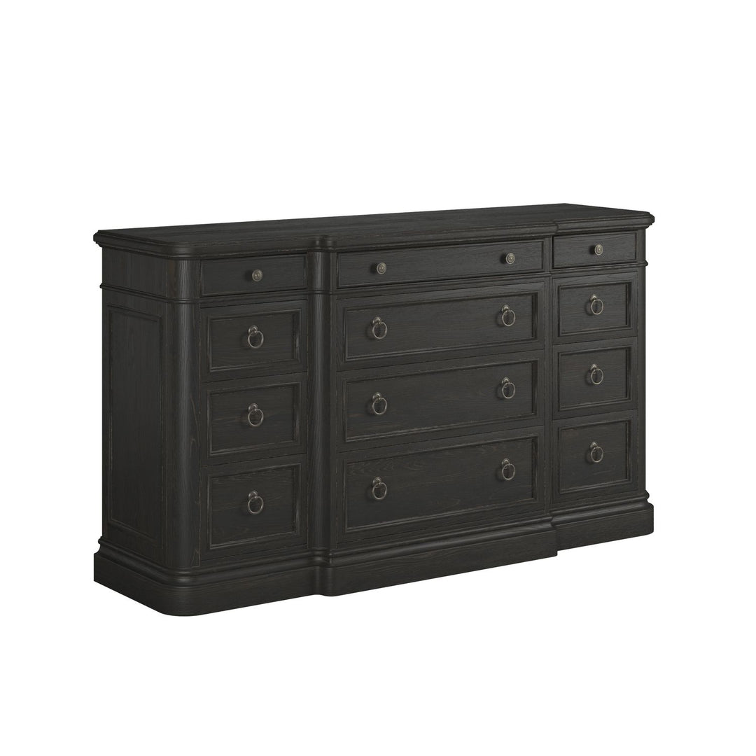 Atrium 12 Drawer Dresser — hand rubbed black with undertones of brown