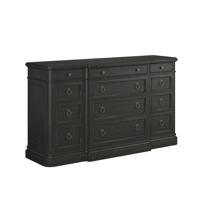 Atrium 12 Drawer Dresser — hand rubbed black with undertones of brown
