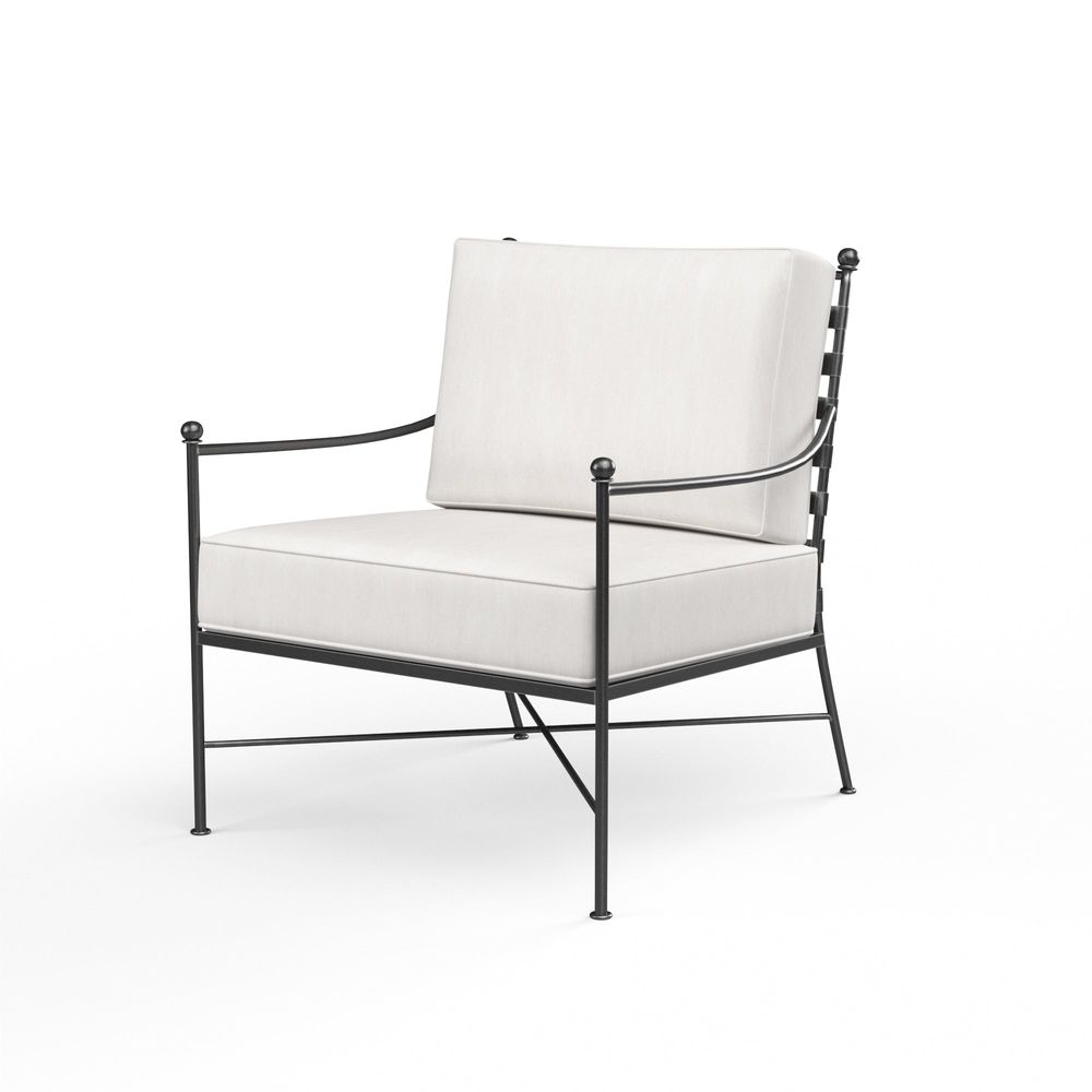 Outdoor Lounge Chairs Provence Club Chair in Canvas Flax w/ Self Welt