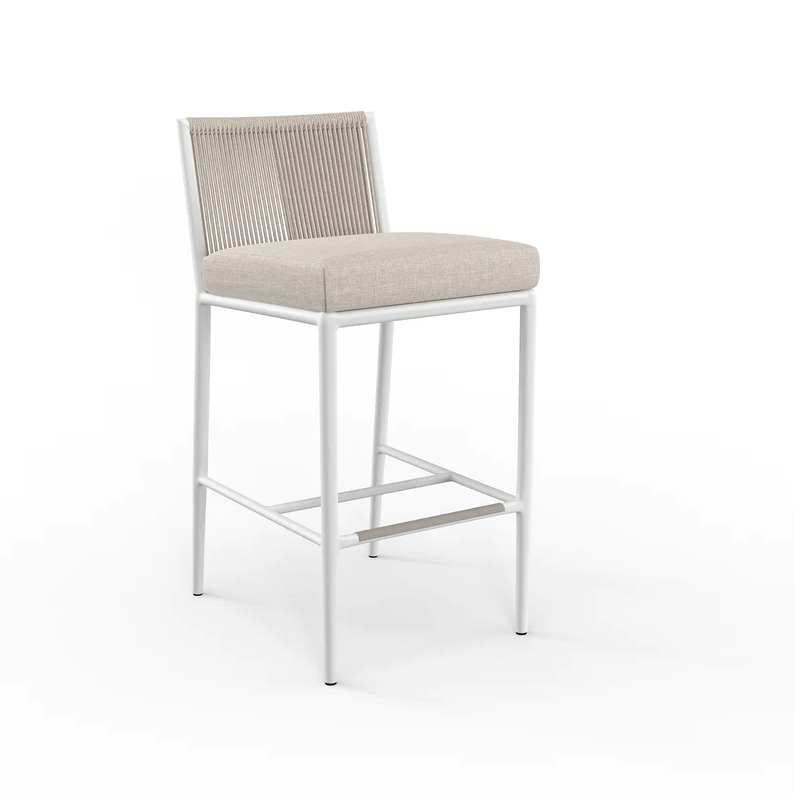 Outdoor Bar Stools Sabbia Barstool in Echo Ash, No Welt