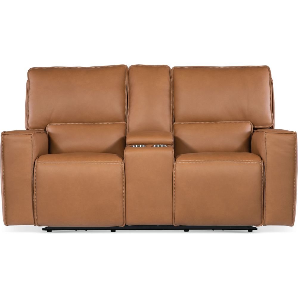 Sofas: Recliners Miles Zero Gravity Console Loveseat with Power Recline & Power Headrest - Brown