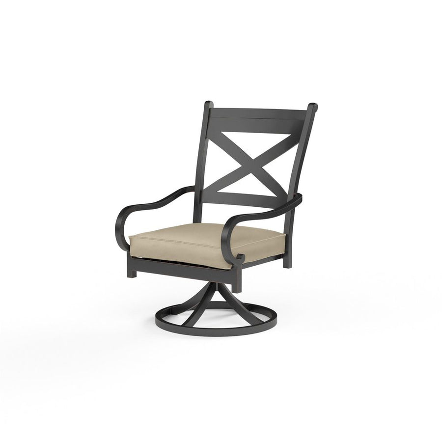 Outdoor Dining Chairs Monterey Swivel Dining Chair in Linen Stone w/ Selt Welt