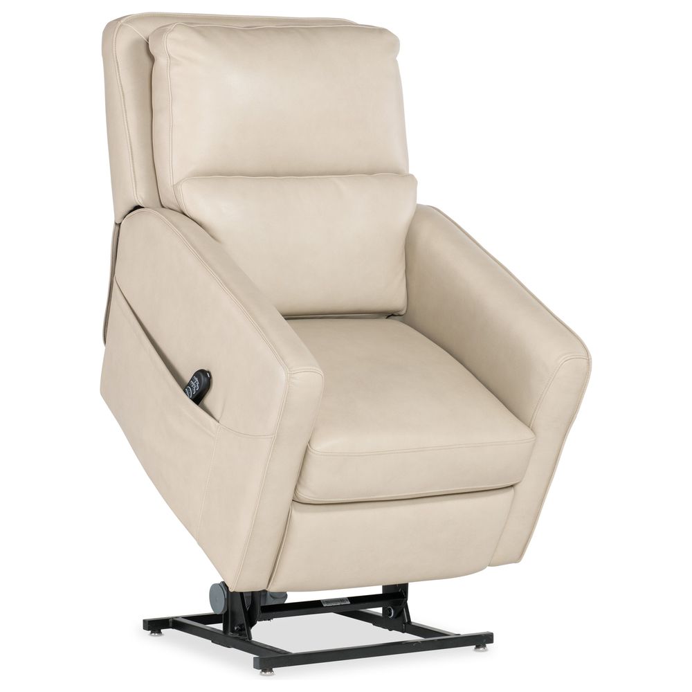 Velour Power Recliner w/ Power Headrest, Lumbar, and Lift - Beige