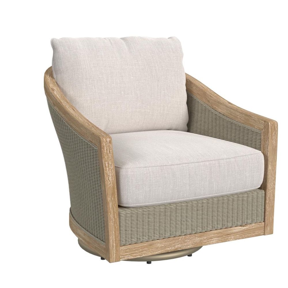 Outdoor Lounge Chairs Cambria Swivel Club Chair in Canvas Canvas w/ Self Welt