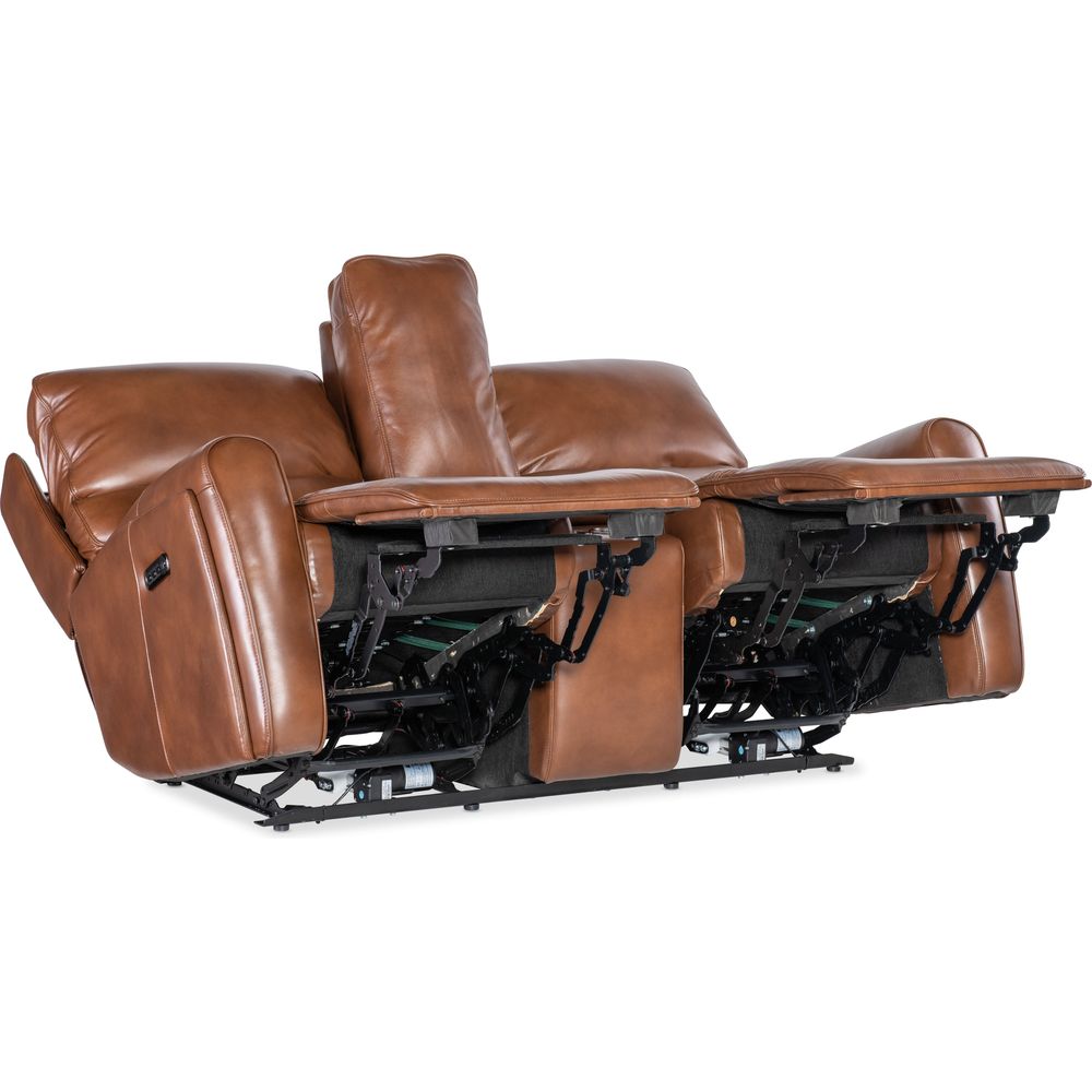 Sofas: Recliners Foster Zero Gravity Power Console Loveseat with Power Headrest and Lumbar - Brown