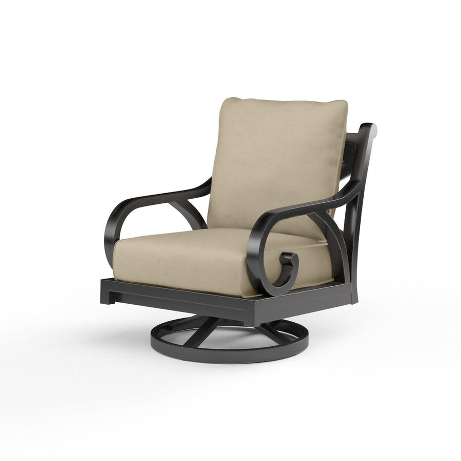 Outdoor Lounge Chairs Monterey Swivel Rocker in Linen Stone w/ Selt Welt