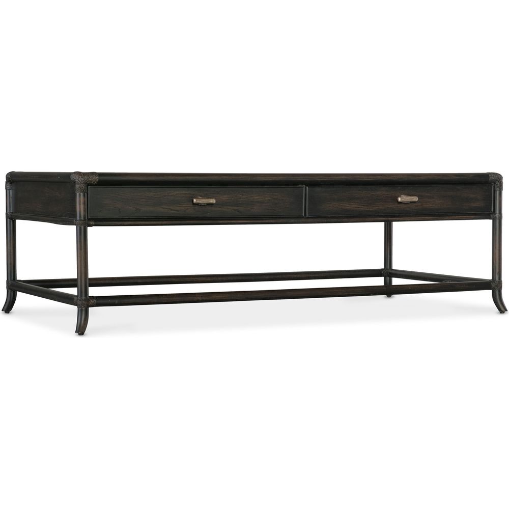 Coffee Tables Solace Pole Rattan Cocktail Table - Dark Wood