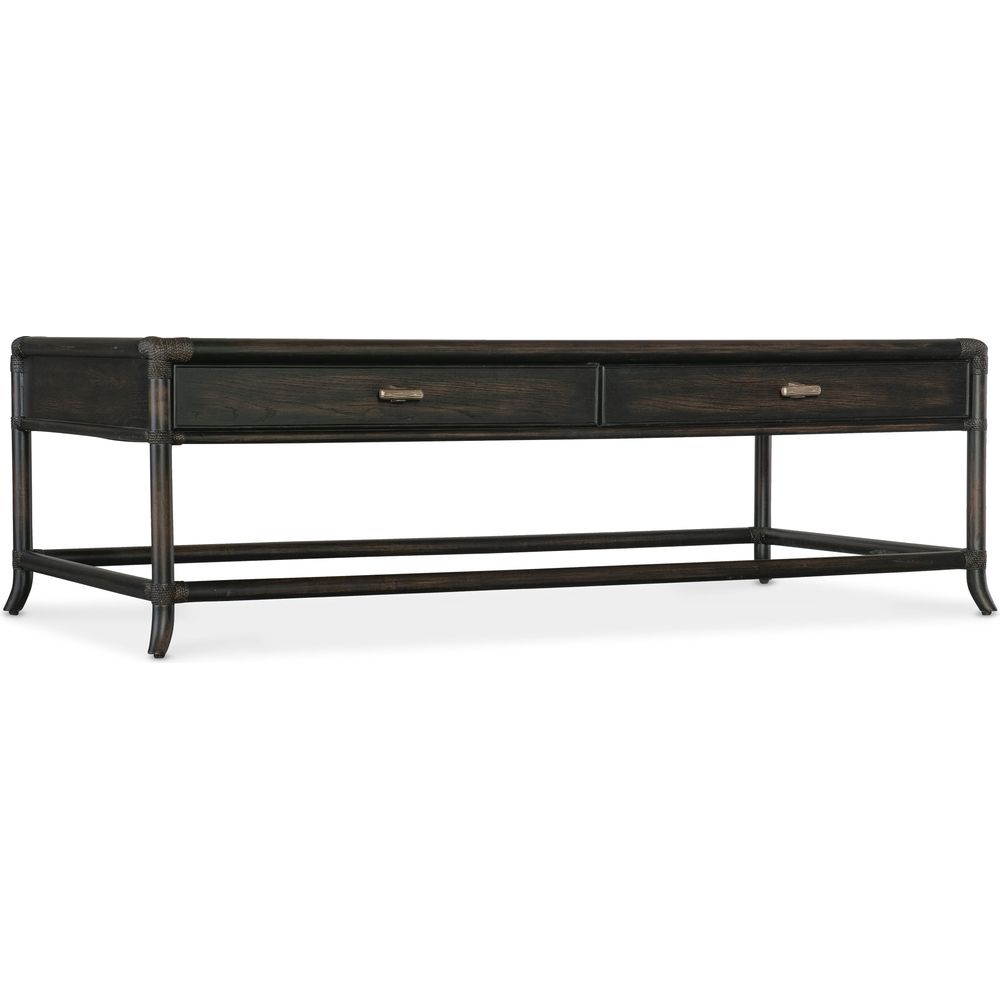 Coffee Tables Retreat Pole Rattan Cocktail Table - Dark Wood