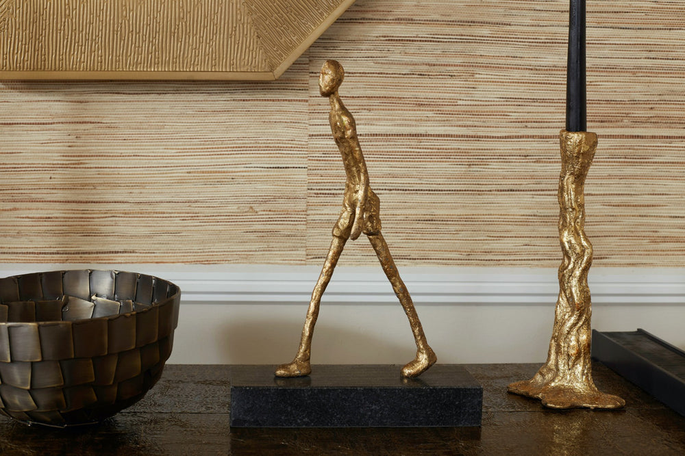 Walking Man Statue, Gold Leaf