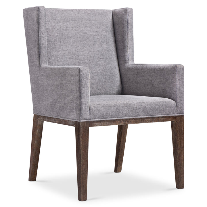 Linea Upholstered Arm Chair in Cerused Charcoal Finish
