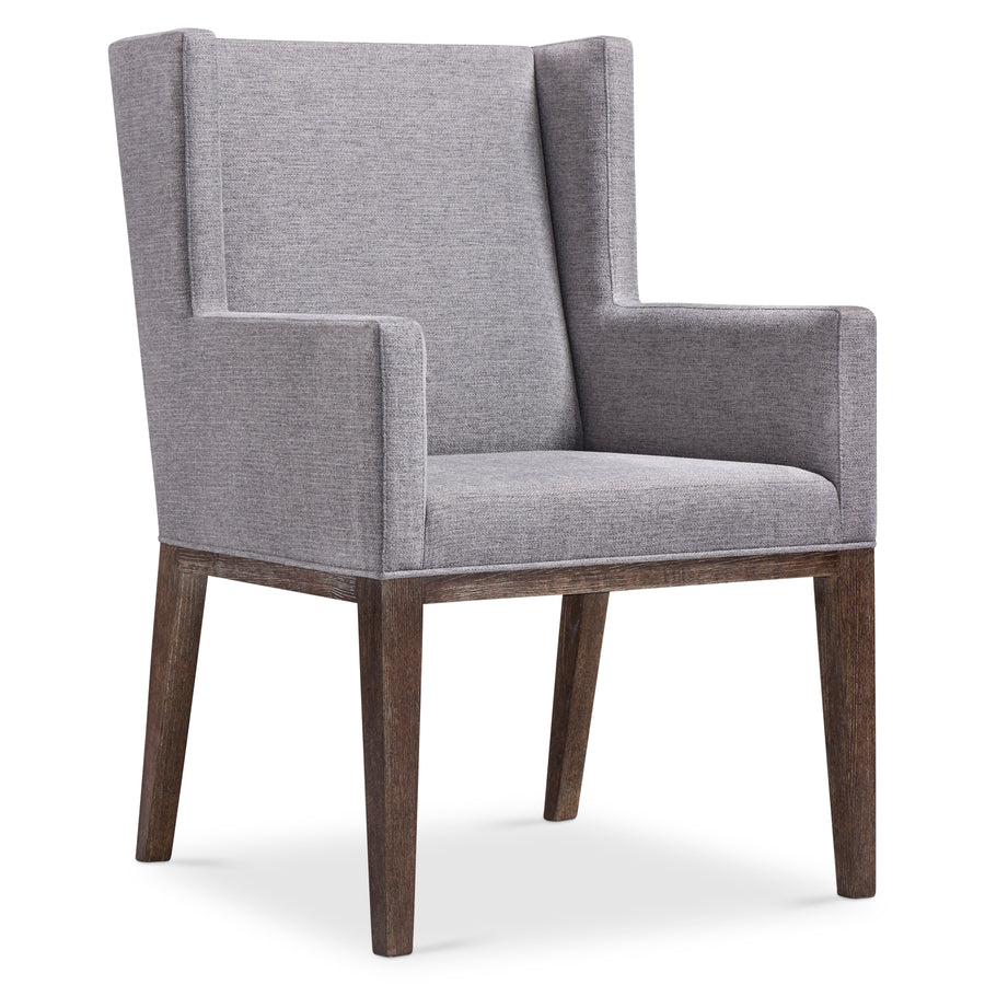 Linea Upholstered Arm Chair in Cerused Charcoal Finish